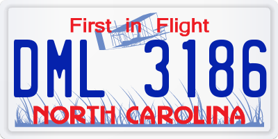 NC license plate DML3186