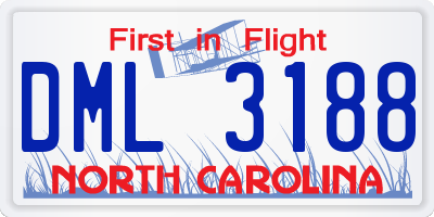NC license plate DML3188