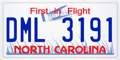 NC license plate DML3191