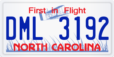 NC license plate DML3192