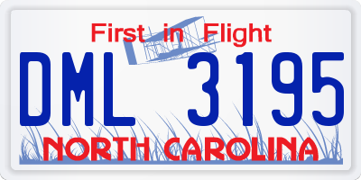 NC license plate DML3195