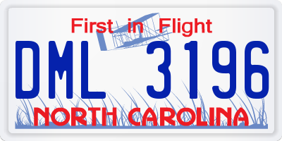 NC license plate DML3196