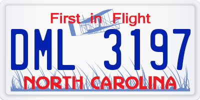 NC license plate DML3197