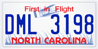 NC license plate DML3198