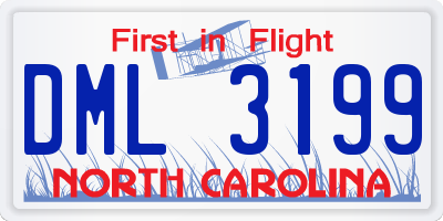 NC license plate DML3199