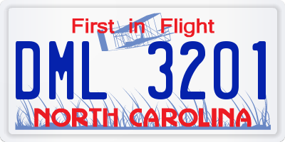 NC license plate DML3201