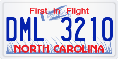 NC license plate DML3210
