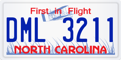 NC license plate DML3211