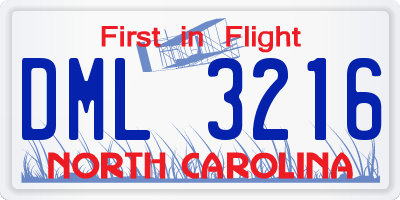 NC license plate DML3216