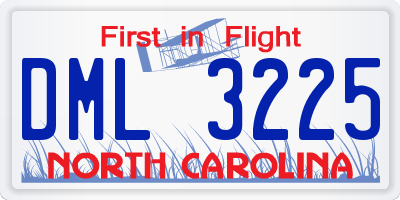 NC license plate DML3225