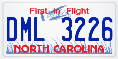 NC license plate DML3226