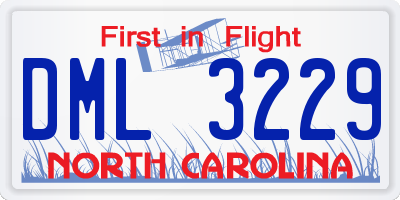 NC license plate DML3229
