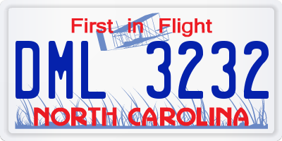 NC license plate DML3232
