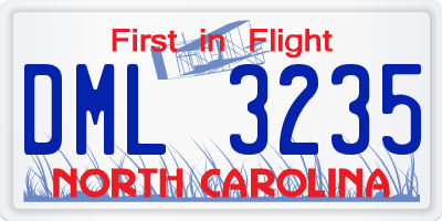 NC license plate DML3235