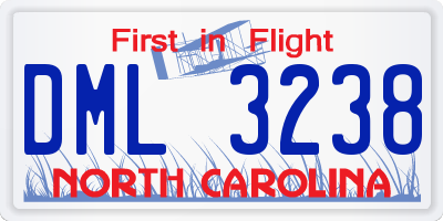 NC license plate DML3238