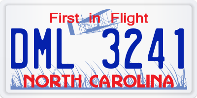NC license plate DML3241