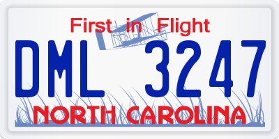 NC license plate DML3247