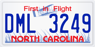 NC license plate DML3249