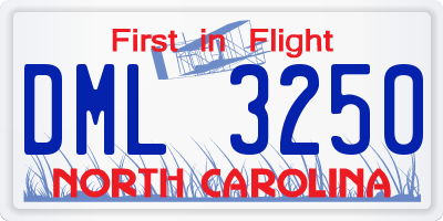NC license plate DML3250