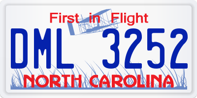 NC license plate DML3252