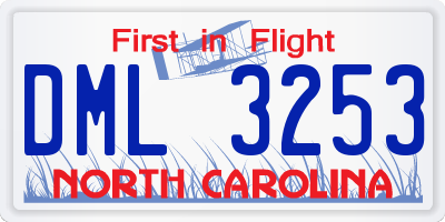 NC license plate DML3253