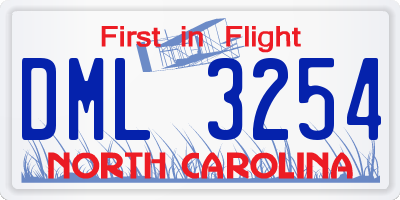NC license plate DML3254
