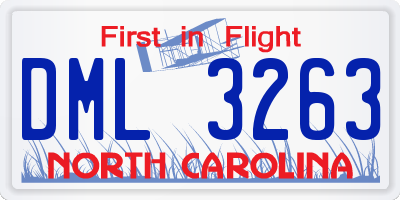 NC license plate DML3263