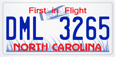 NC license plate DML3265