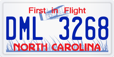 NC license plate DML3268