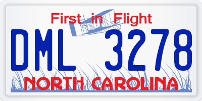 NC license plate DML3278