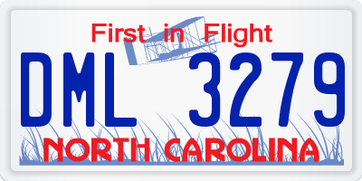 NC license plate DML3279