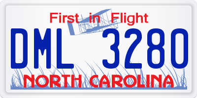 NC license plate DML3280