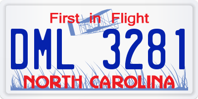 NC license plate DML3281