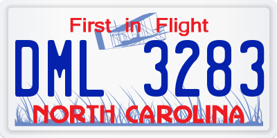 NC license plate DML3283