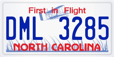 NC license plate DML3285