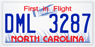 NC license plate DML3287