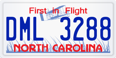 NC license plate DML3288