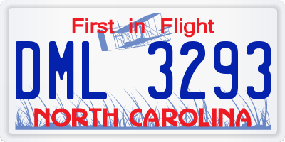 NC license plate DML3293