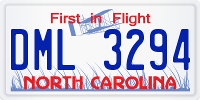 NC license plate DML3294