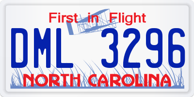 NC license plate DML3296