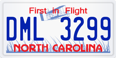 NC license plate DML3299