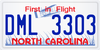 NC license plate DML3303