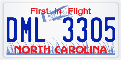 NC license plate DML3305