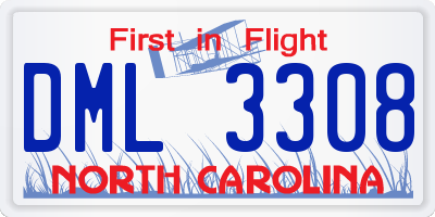 NC license plate DML3308