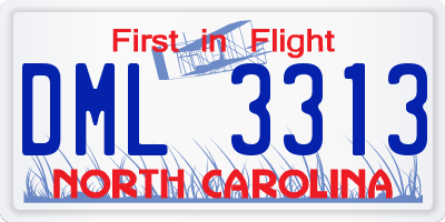 NC license plate DML3313