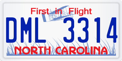 NC license plate DML3314