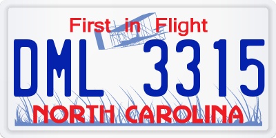 NC license plate DML3315