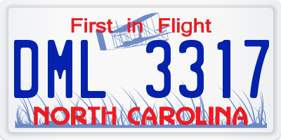 NC license plate DML3317