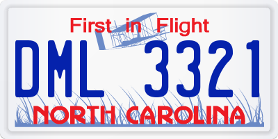 NC license plate DML3321