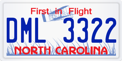 NC license plate DML3322